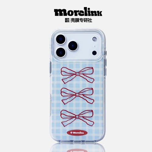 Morelink原创ins新款创意极简蝴蝶结iPhone17promax适用苹果16pro日韩风14pm/少女卡通16/防摔情侣全包保护壳