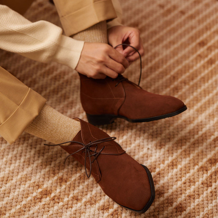 ZEYIMAKE壹植秋冬新款头层牛皮马球靴chukka靴沙漠靴男中帮套筒男