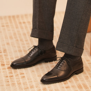 结婚圆三接头牛津鞋 ZEYIMAKE壹植男士 真皮夏季 英伦风商务正装 皮鞋