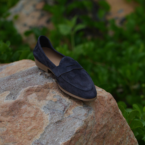 ZEYIMAKE壹植乐福鞋男便士无结构夏季透气真皮休闲英伦翻毛皮皮鞋