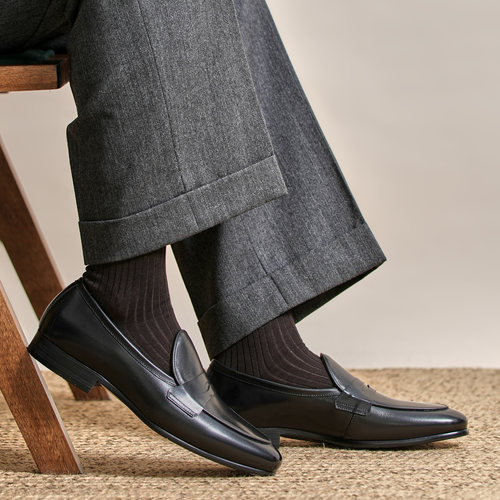 ZEYIMAKE壹植乐福鞋真皮英伦男士一脚蹬懒人豆豆鞋复古便士皮鞋