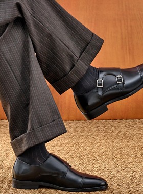 ZEYIMAKE壹植鞋履男士孟克鞋商务正装通勤僧侣鞋手工真皮搭扣皮鞋