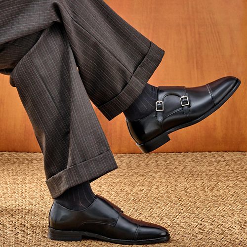 ZEYIMAKE壹植鞋履男士孟克鞋商务正装通勤僧侣鞋手工真皮搭扣皮鞋