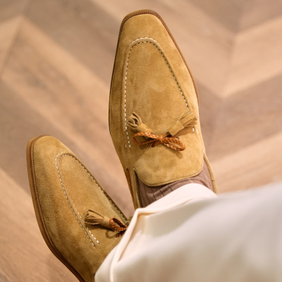 ZEYIMAKE乐福鞋男款翻毛皮真皮透气英伦男士休闲一脚蹬流苏皮鞋