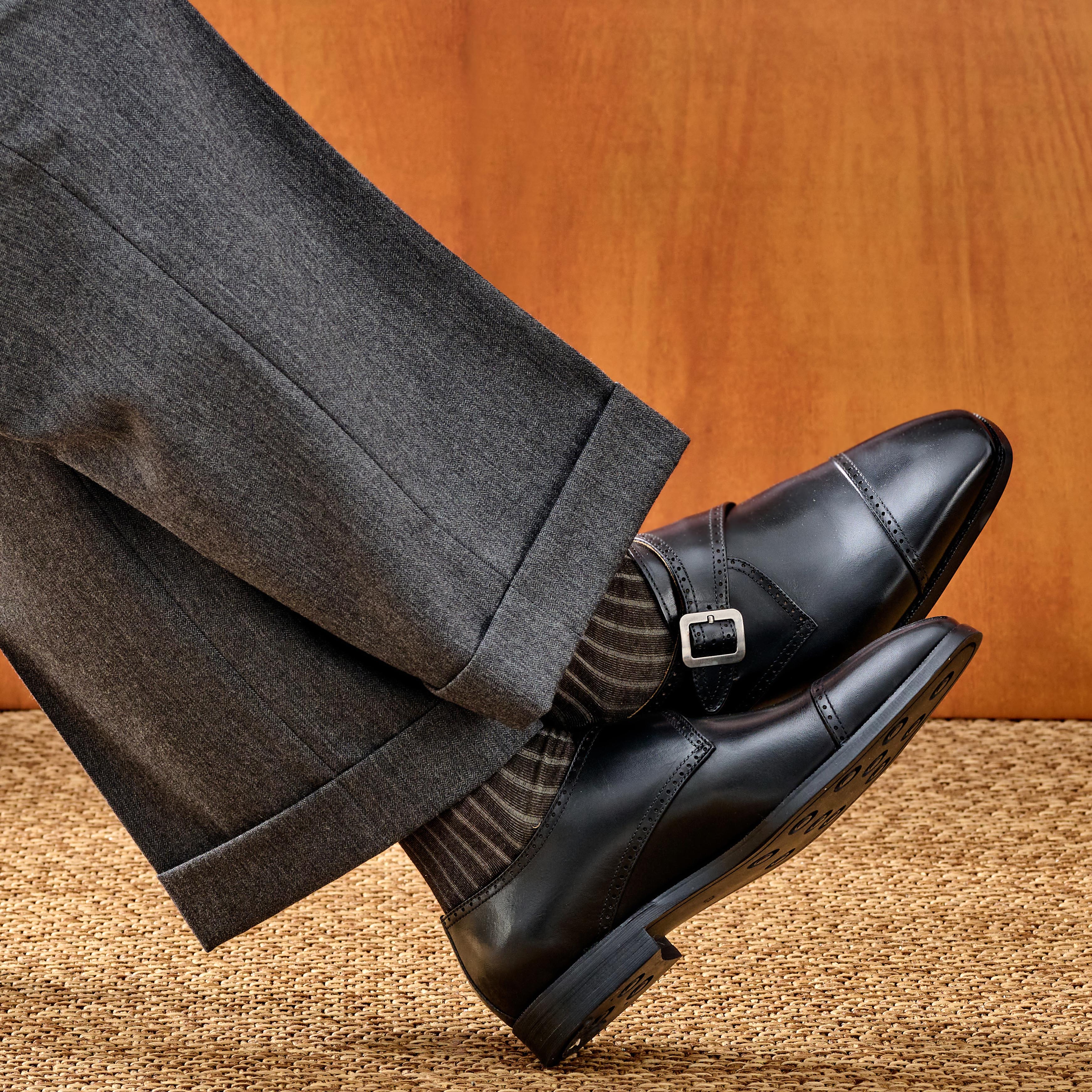 ZEYIMAKE壹植鞋履孟克鞋商务正装通勤僧侣鞋男士手工真皮搭扣皮鞋