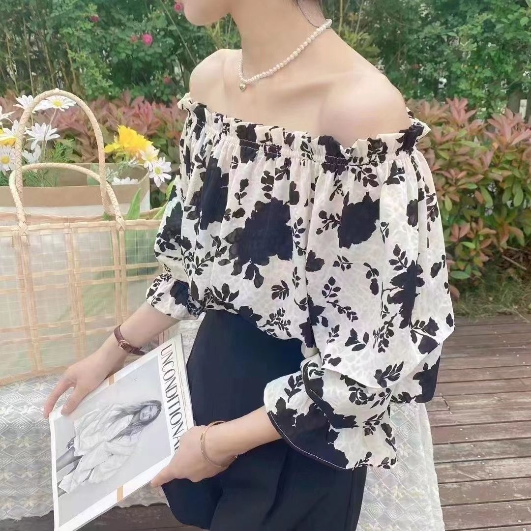 欧货短袖宽松上衣女露肩夏季高级蕾丝衫/雪纺衫