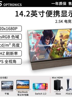 2.5K便携显示器电脑手机扩展屏高刷IPS屏高亮度14.2寸电竞显示器