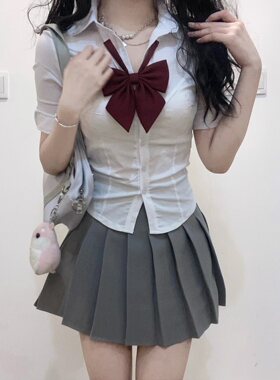 jk制服纯欲风辣妹收腰衬衫