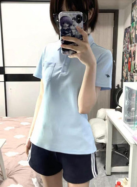 学院风日系polo衫女学生原创校供感透气简约短裤套装运动卫裤夏季