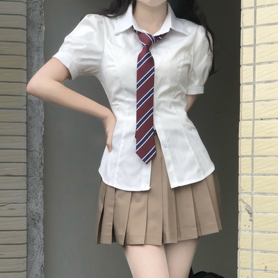 法式收腰jk衬衫短袖学院制服基础