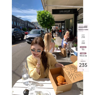 麻花层次中袖 纯羊毛针织开衫 上衣牛角扣外套 小川暖杏色 aaaaxbbb