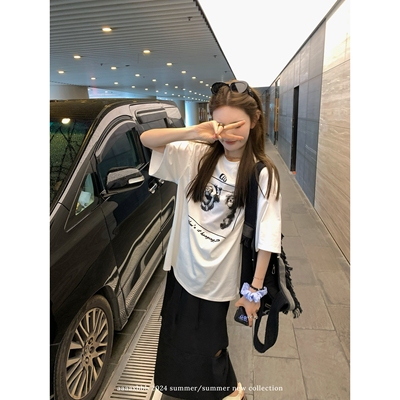 aaaaxbbbt恤纯棉印花上衣短袖女