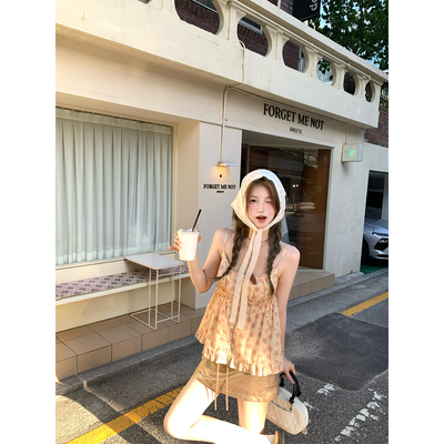 aaaaxbbb花边吊带慵懒休闲短袖