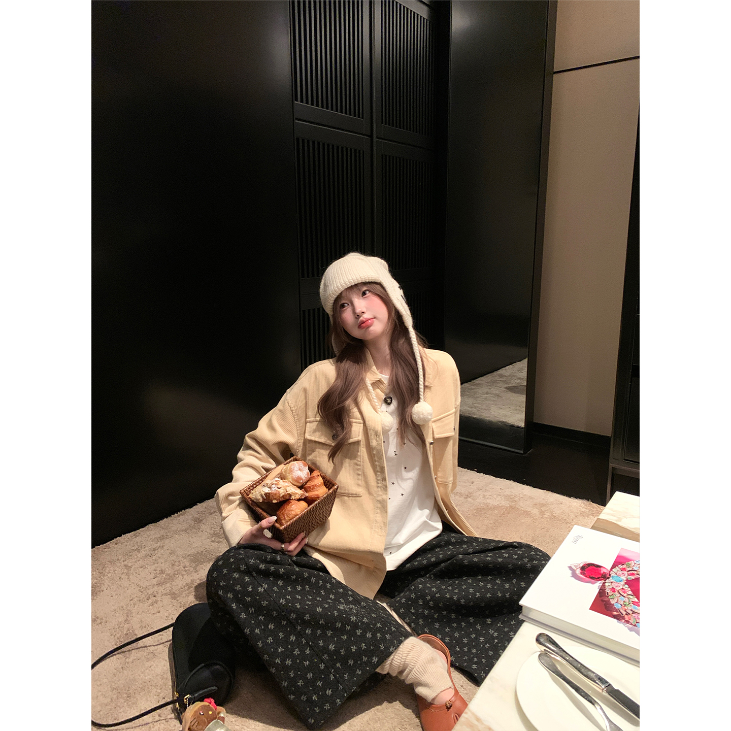 aaaaxbbb两色纯棉灯芯绒衬衫