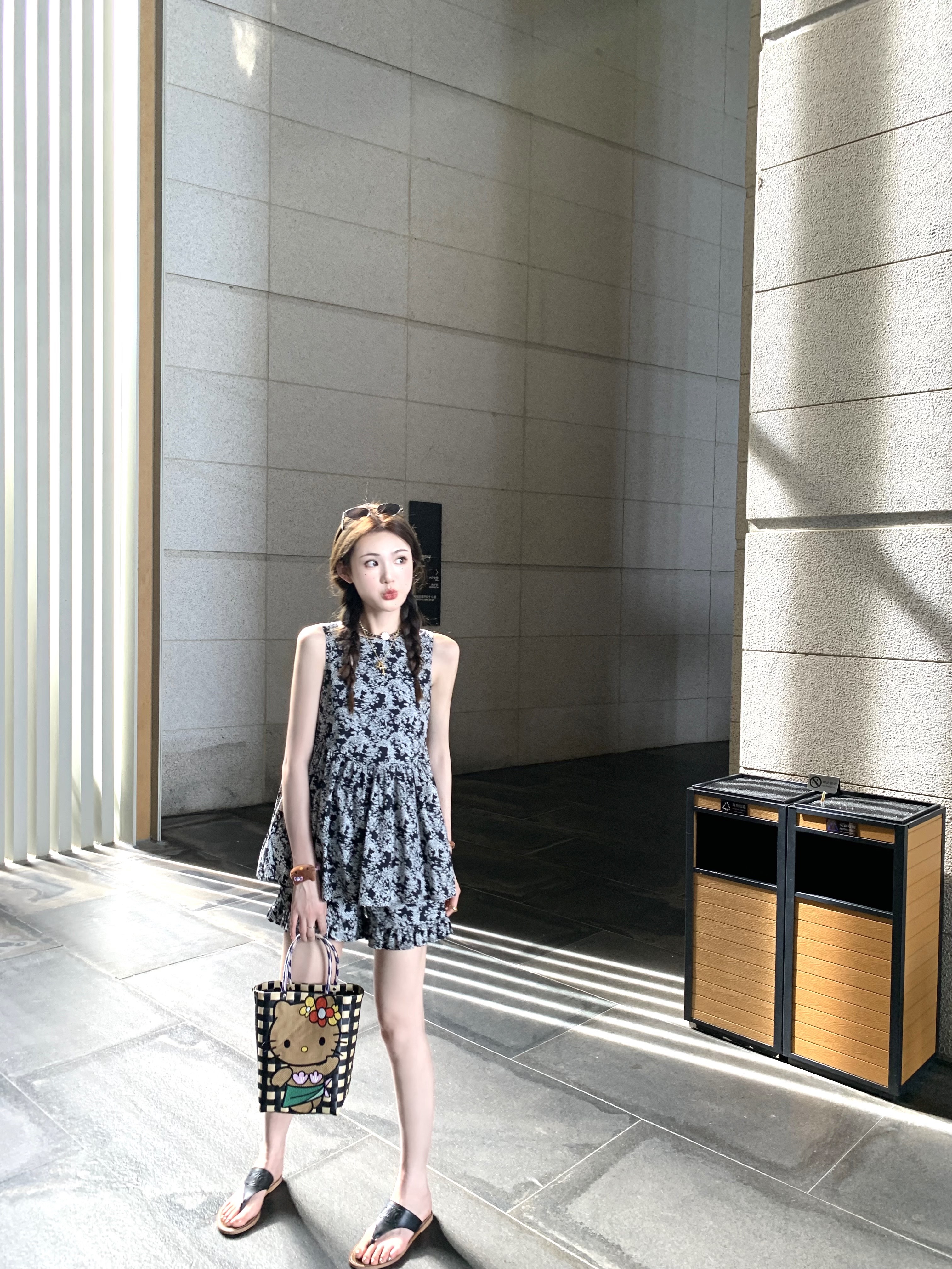 aaaaxbbb印花短裤娃娃衫上衣套装