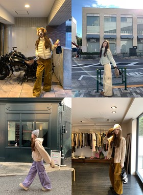 aaaaxbbb 朗豪坊walk 三色灯芯绒工装裤百搭阔腿大口袋休闲裤长裤