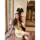 两色花边系带连衣裙女夏V领无袖 aaaaxbbb 包法利幻梦 背心裙短裙