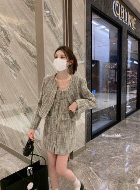 小香风两件套吊带裙领子可拆卸