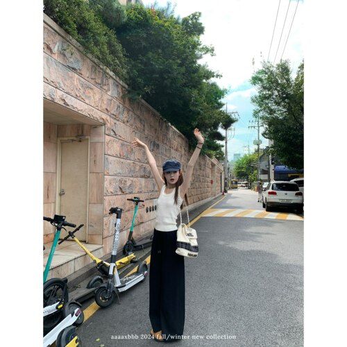 aaaaxbbb针织背心吊带圆领上衣女