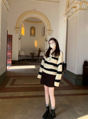 aaaaxbbb灯芯绒短裙半身裙复古女