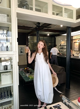 aaaaxbbb cotton mood 白棉连衣裙超高包容度无袖背心裙宽松长裙