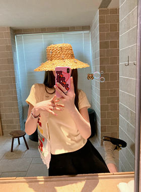 aaaaxbbb my doggo 小狗牌牌多色棉t恤短款修身辣妹可爱新款短袖