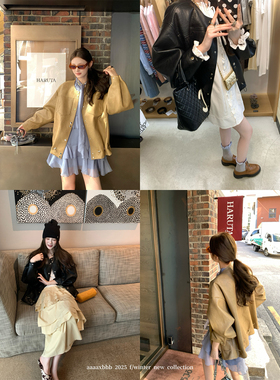 aaaaxbbb 布鲁尔可可 设计感下摆抽绳皮衣外套两色宽松上衣女秋款