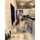 aaaaxbbb 两件套女 打底衫 弥敦道焙茶 马海毛羊毛针织吊带圆领短袖