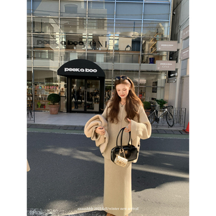 aaaaxbbb 羊毛针织上衣圆领套头毛衣针织半裙两件套女 热可可漫谈