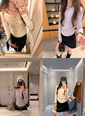 aaaaxbbb 冰岛雪记 超软打底衫圆领长袖高低领双版本修身显瘦