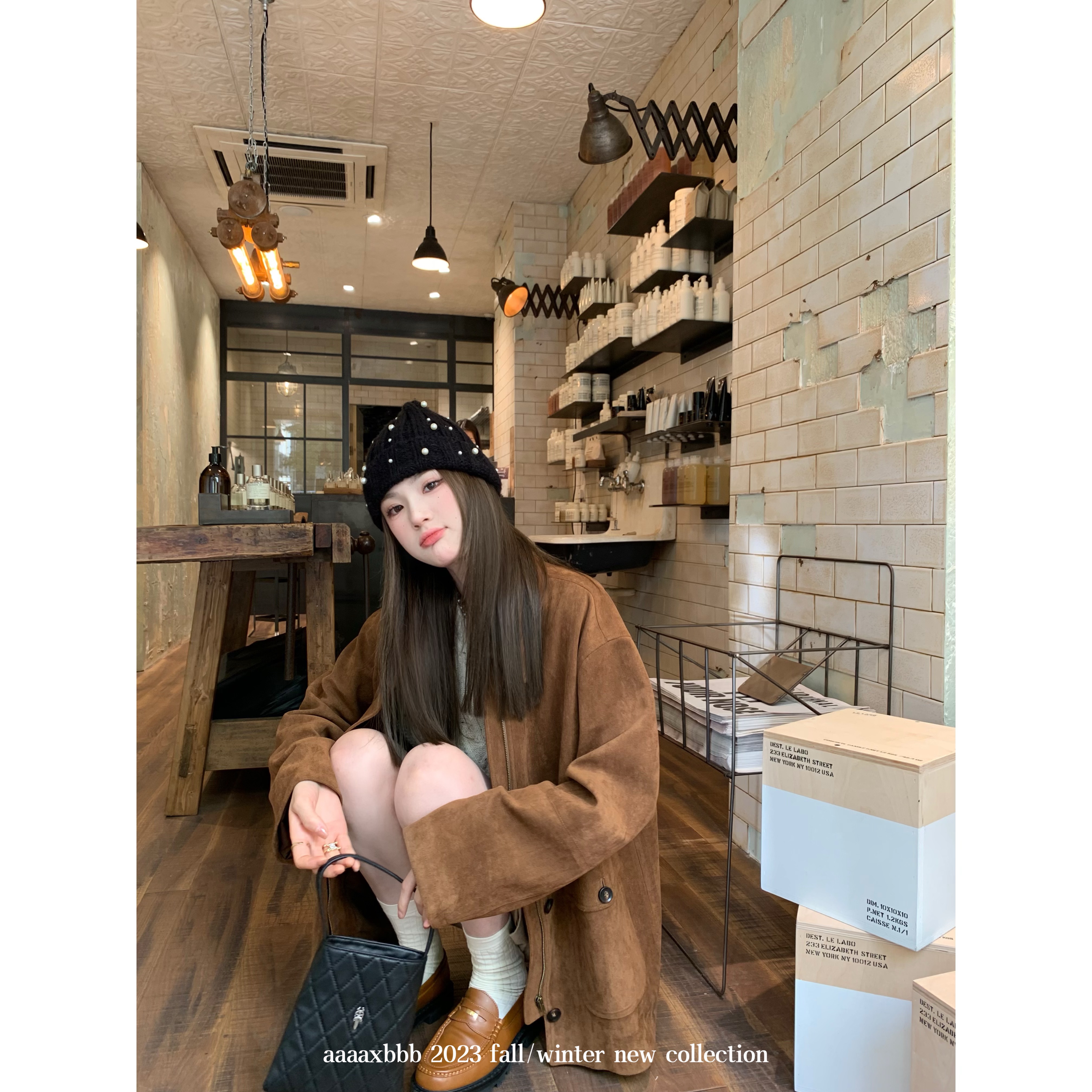 aaaaxbbb短款上衣外套麂皮夹克女