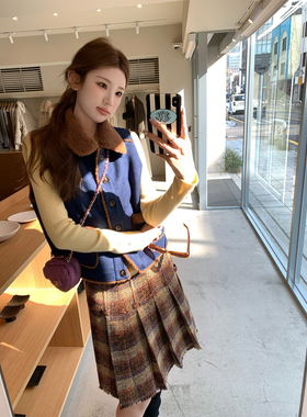 aaaaxbbb Replay巴黎 古着定制面料格纹半身裙毛呢感秋冬羊毛中裙