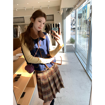 aaaaxbbb定制面料格纹半身裙