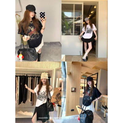 aaaaxbbb上衣木棉水洗短袖t恤女