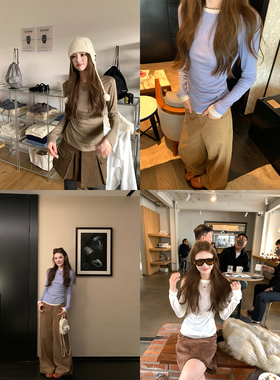 aaaaxbbb 叠叠乐面膜衣 巨软桑蚕丝针织打底百搭时髦长袖内搭叠穿