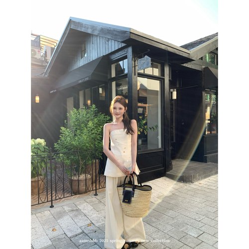 aaaaxbbb抹胸马甲无袖通勤长裤