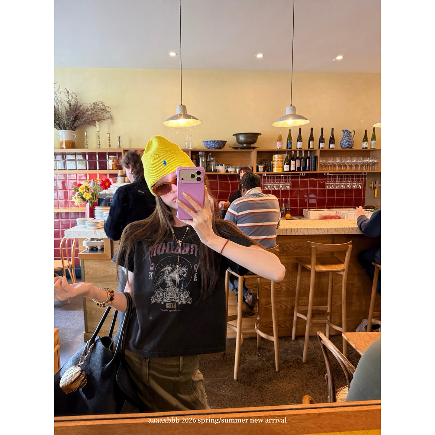 aaaaxbbb 玫瑰天使 两色复古纯棉印花t恤短袖女宽松大小版圆领tee