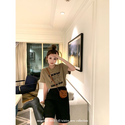 aaaaxbbb时髦印花卡通T恤