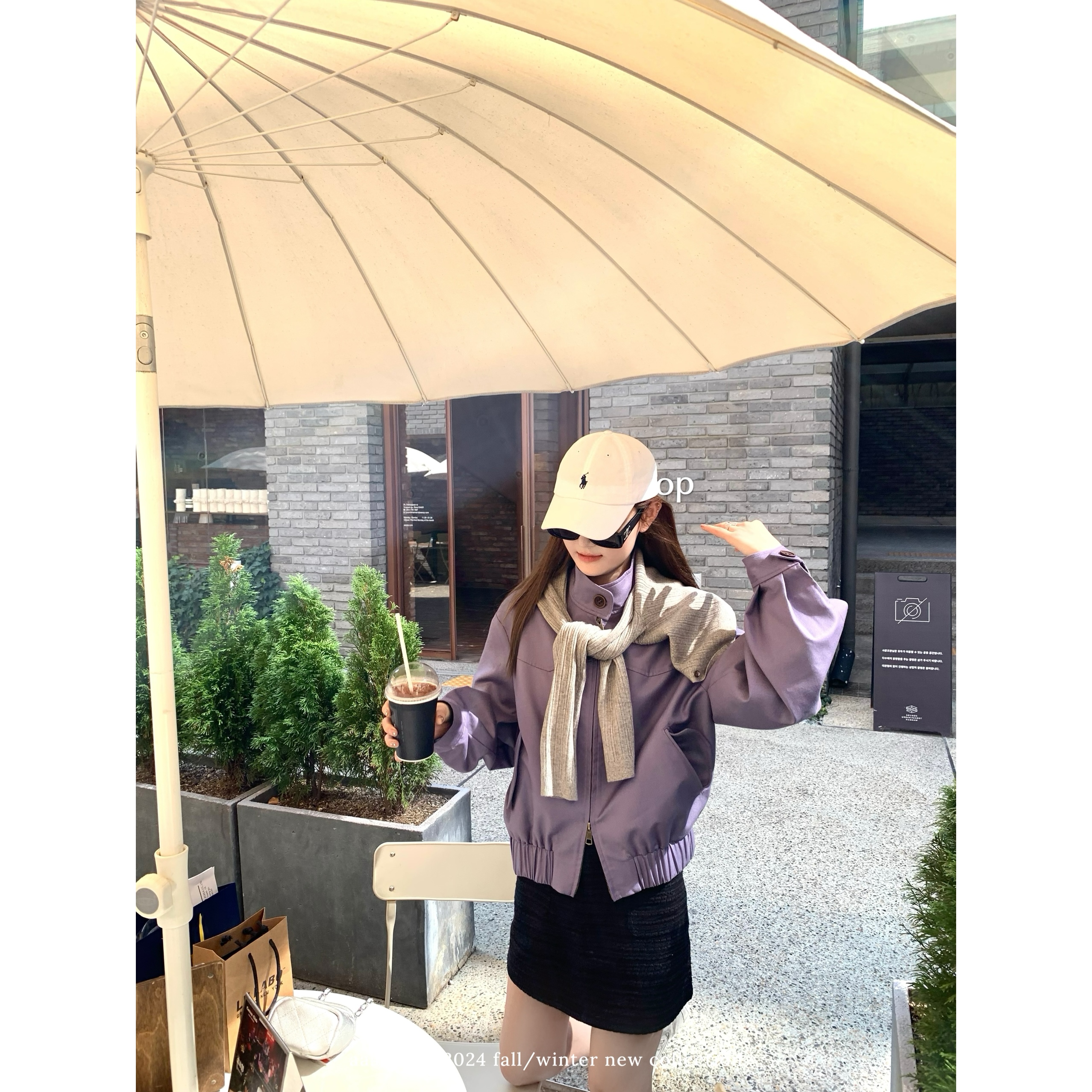 aaaaxbbb立领夹克长袖外套拉链女