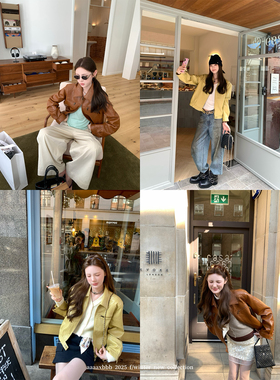 aaaaxbbb 涩谷千禧年 复古重工皮衣外套小众色时髦百搭上衣女秋款