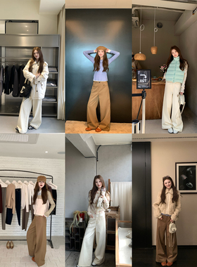 aaaaxbbb 莫兰手写信 两色超柔纤维直筒拖地裤韩系休闲百搭长裤女