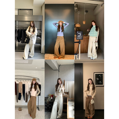 aaaaxbbb两色超柔直筒拖地裤