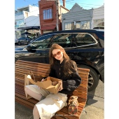 aaaaxbbb 麻花针织毛衣套头纽扣高领2way休闲韩系上衣女 济州橙酒