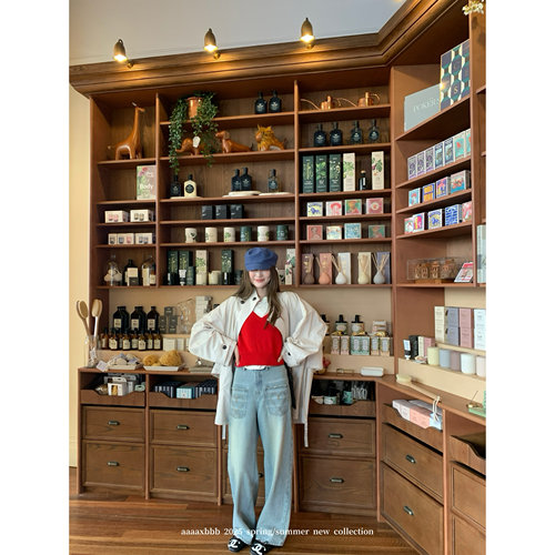 aaaaxbbb刺绣牛仔裤长裤直筒裤