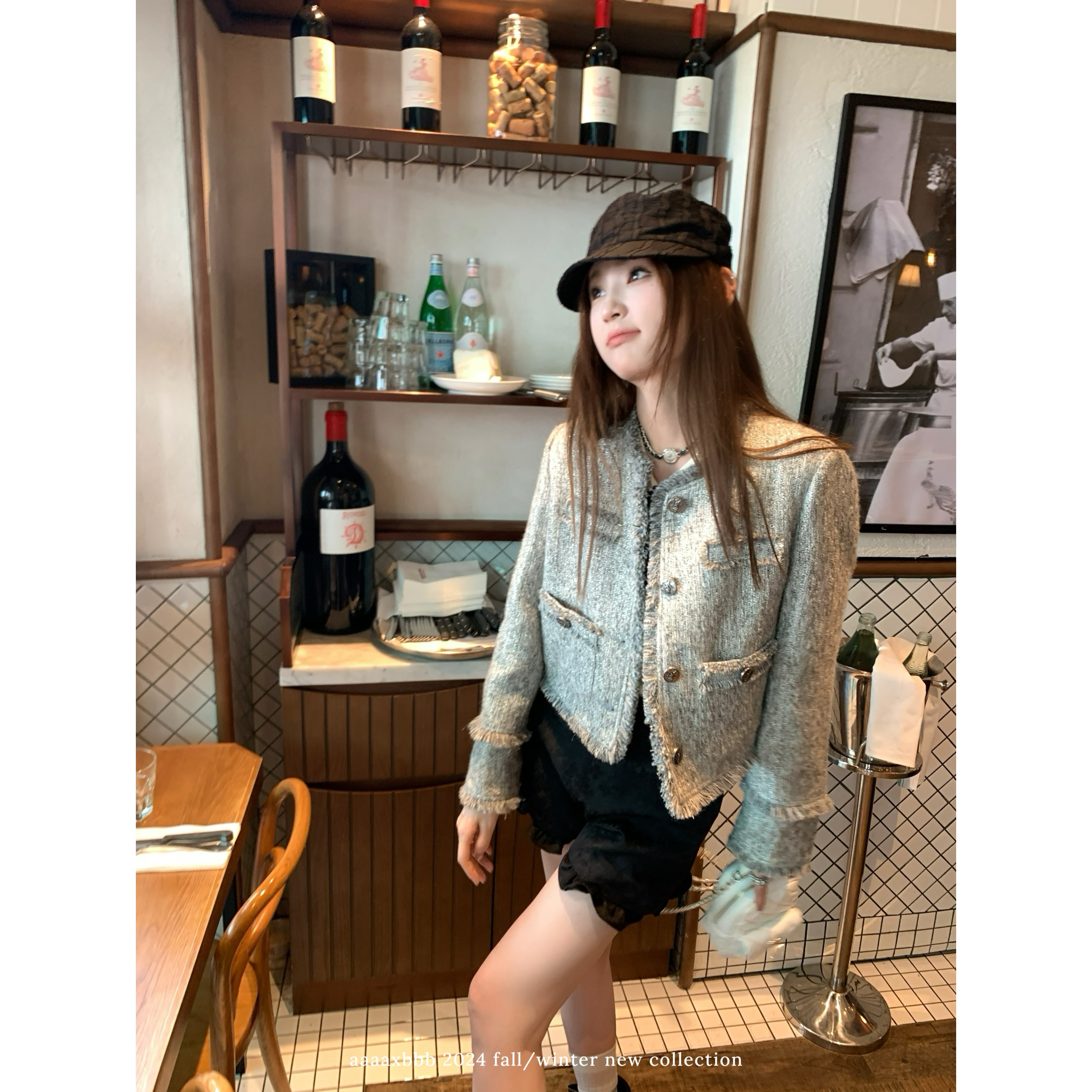 aaaaxbbb羊毛短款小香风外套上衣