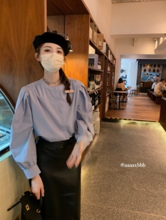 女通勤新款 捏褶设计风纯色质感衬衫 上衣可内搭 海岸来信 aaaaxbbb