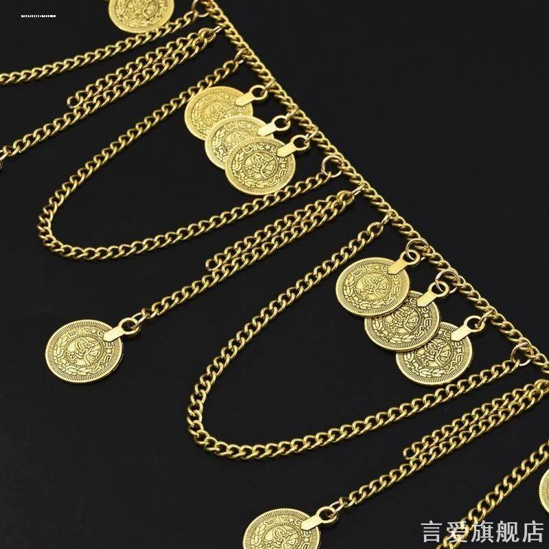 复古民族风圆镶钻流苏腰链飞天舞配饰钱币身体链时尚舞台演出饰品