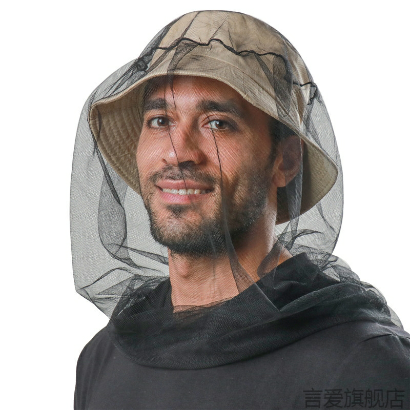 夏天防蚊虫钓鱼户外披肩农用睡觉头套头罩钓鱼帽蚊子露营渔夫帽