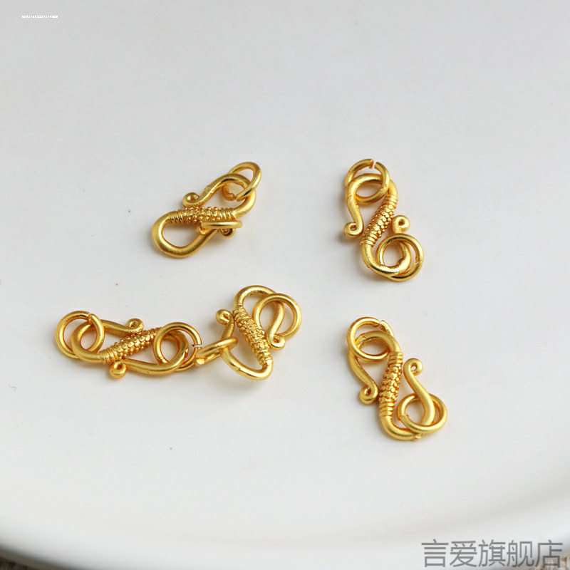 沙金项链M扣铜镀黄金手链S扣首饰吊坠链接扣W龙虾扣头