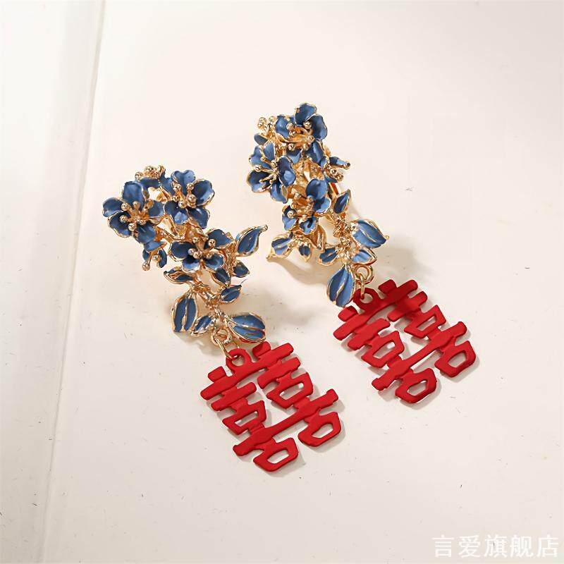 可爱新娘新中式手工红色双喜百搭